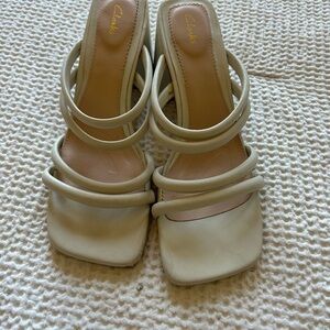 Clarks Women's White Strappy Heels